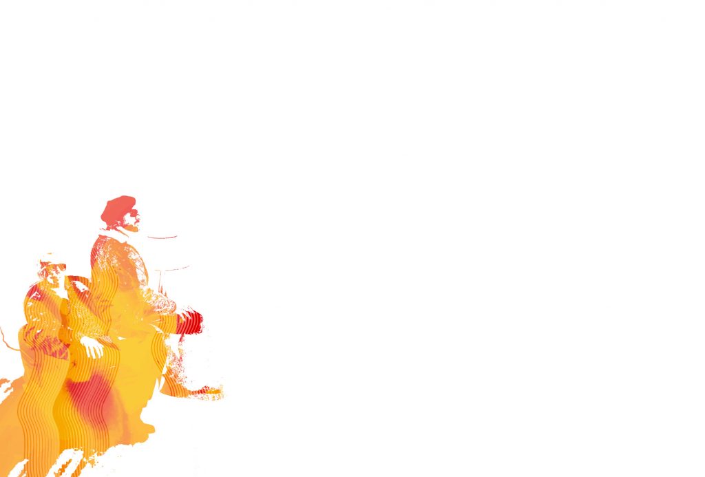 Gary et Vince en arrière plan orangé